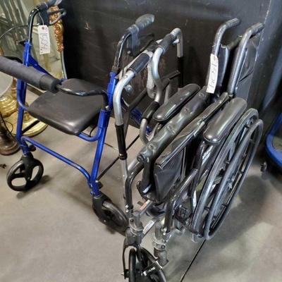 1504: WheelChair, Push Chair, and Walker
drive brand wheel chair, medline push chair, new lumex walker