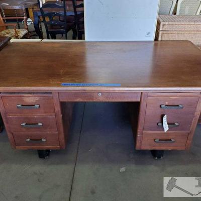 264: Large Cherry Wood Desk w/ Six Drawers
Large Cherry Wood Desk w/ Six Drawers. Form Hughes Aircraft 1960's