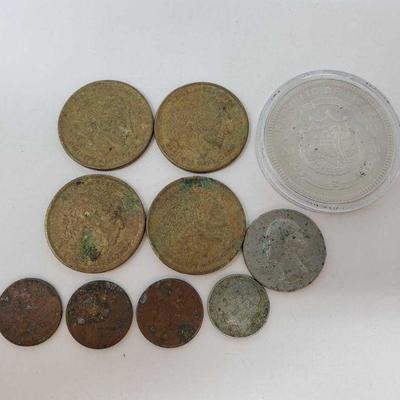 10 Dollar Republic of Liberia Coin, Four 100 Drachmas Greek Coins, Five U.S Coins
10 Dollar Republic of Liberia Coin, Four 100 Drachmas...