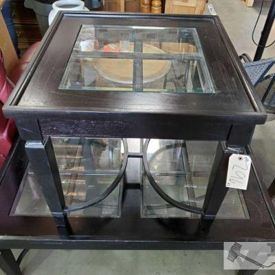 296: Black Painted Wood Coffee and Side Tables w/ Glass Top
Black Painted Wood Coffee and Side Tables w/ Glass Top