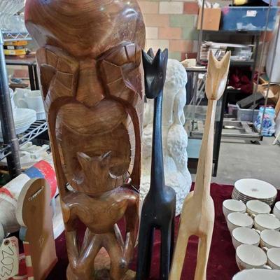 2022-Three Carved Wood Decor Statues
One Tiki Style Carved wood statue and two wood giraffe statues