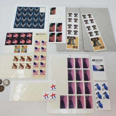 Approx. 80 U.S. Postage Stamps and Three Coins
Approx. 80 U.S. Postage Stamps and Three Coins