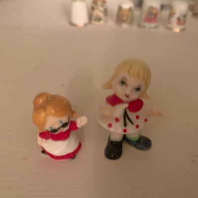 Tiny Vintage 1960's Porcelain Figurines BUG JUICE 2 girls $8