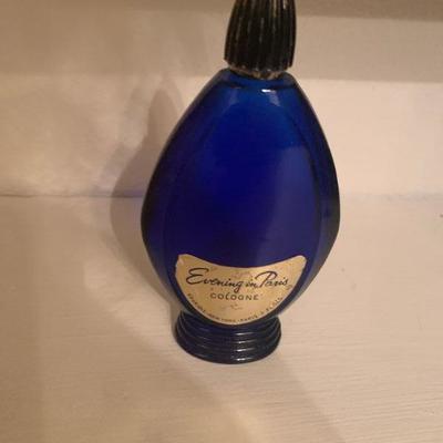 Rare Vintage Perfume Bottle 6oz Evening in Paris Boudoir Cobalt Blue Glass- $11