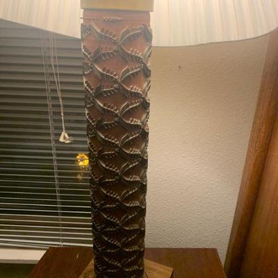 Mid Century EurAsian Wood and Metal Lamp Pair excellent condition working $20 each
