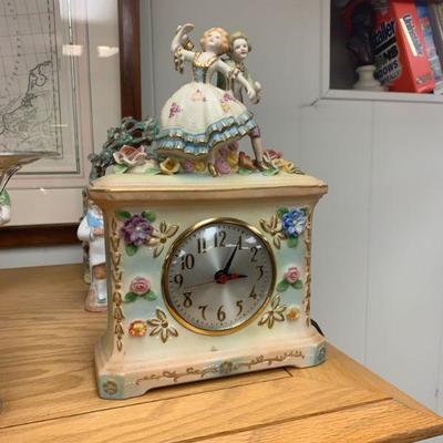 Vintage Porcelain Occupied Japan Clock Dresden style- need rewiring