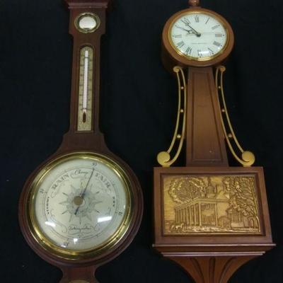Vtg Barometer & Mt Vernon Clock