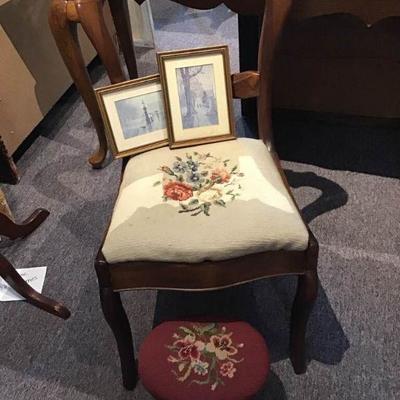Parlor Chair, Stool, Sawyier Prints
