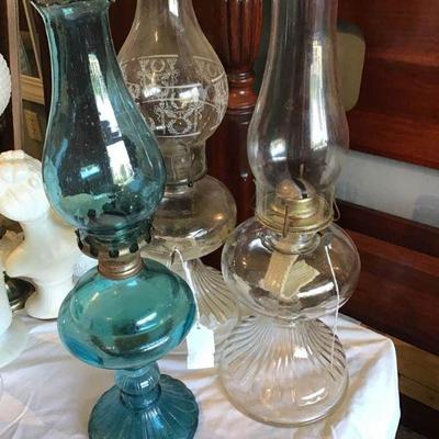Vtg Glass Hurricane Lamps 3