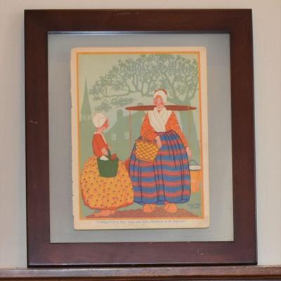 ONE OF A KING COLLECTION:  A collection of eight (8) beautifully framed illustrations from an antique Dutch children's book.  The owner's...