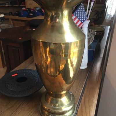 Trench Art brass shell casing vase  