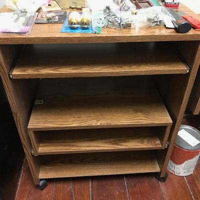 Rolling shelves/desk $15