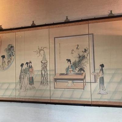 4 Panel Chinese wall hanging folding screen painted on silk $350 
[minor condition issue on second screen]
80 X 36