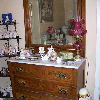 Eastlake marble top mirrored dresser