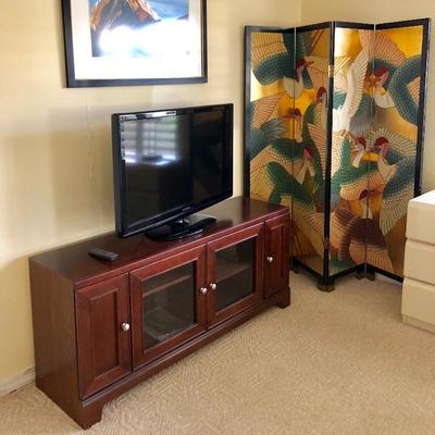 TWO Matching Media Consoles w/Glass Center Doors - $135 EACH- (60W  17D  26H)