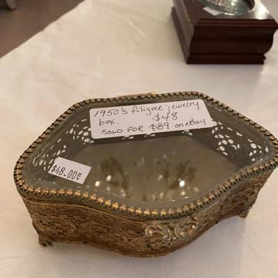 1950's Filigree Jewelry Box