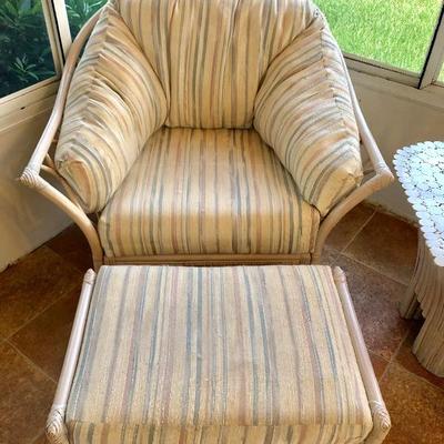 TWO Rattan Arm Chairs - (38W  34D  34H at back)