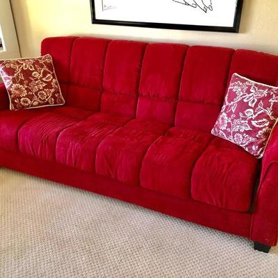 Red Futon Sofa - $110 - (87W  37D  36H)