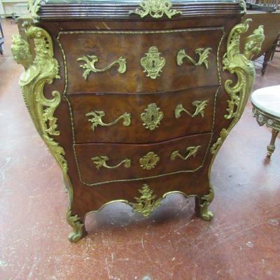 Marble Top Ornate Figures Chest