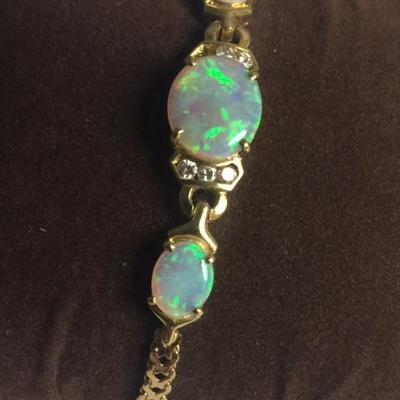 18kt Gold Opals Diamond Accent Bracelet