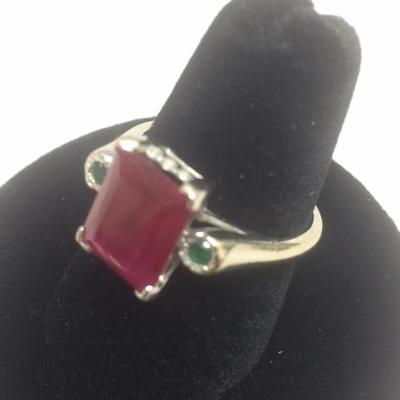 14kt White Gold Syn.Ruby Ring
