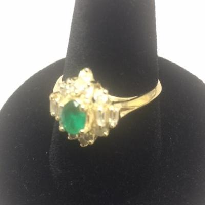 14kt Gold Emerald & Diamond Ring