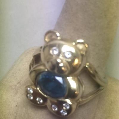 14kt Gold Blue Topaz Diamond Ring