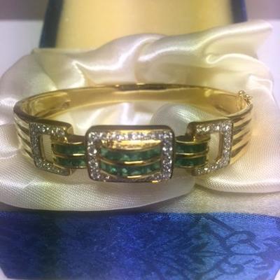 18kt Gold Emerald & Diamond Bracelet
