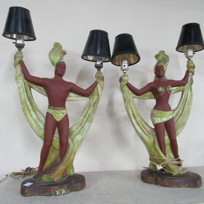 Pr. Mid Century Blackamoor Lamps