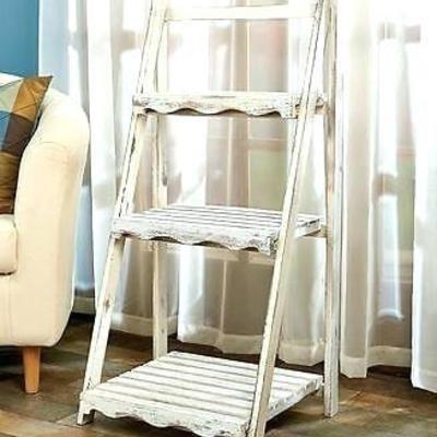Antique White Ladder Shelf Unit
