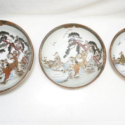 3 JAPANESE TAISHO KUTANI NESTING BOWL