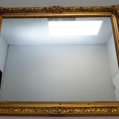 Large Vintage 20th c. Gilt Wood Mirror. Measures 37"x47"x2 1/2". 