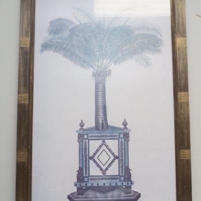 Pair of Large beautifully framed 1980s Hollywood Regency Style botanical Prints. Artist is IDA. Each 36