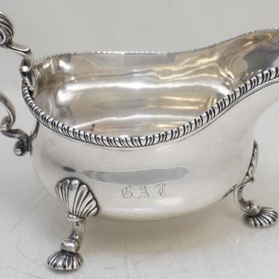 Substantial English Sterling Footed Georgian c. 1773 Gravy / Sauce Boat. Monogrammed G.A.T. for George Alfred Trenholm was a South...