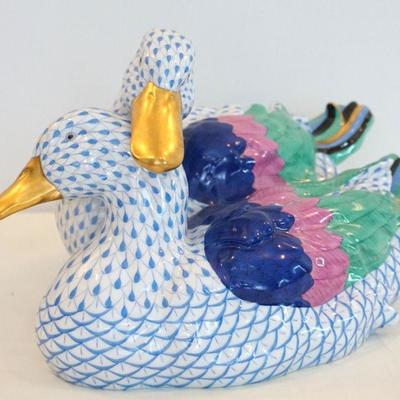 LARGE HEREND VIEUX BLUE DUCKS
