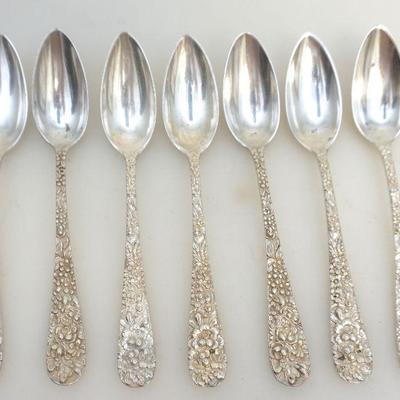 7 STERLING STIEFF ROSE FRUIT / ORANGE SPOONS