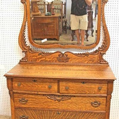  ANTIQUE FANCY Oak Dresser with Beveled Mirror

Auction Estimate $100-$300 â€“ Located Inside 