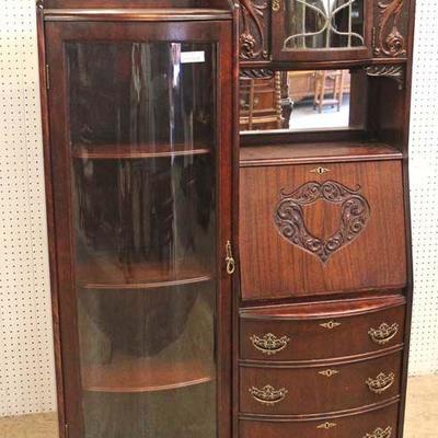  AWESOME ANTIQUE Burl Mahogany Leaded Glass Secretary Bookcase (Side by Side) with Dragons and Griffins

Auction Estimate $500-$1000 â€“...