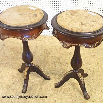  PAIR of French Style Marble Top Candle Stands with Applied Bronze

Auction Estimate $100-$200 â€“ Located Inside 