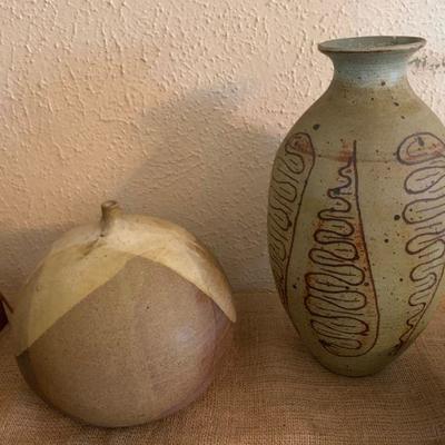 Large studio pottery pieces by modernist American artist John W. Nouy and Heller