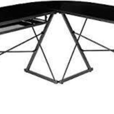 Amazonbasics Three Piece Glass Desk, Black With Bl ...