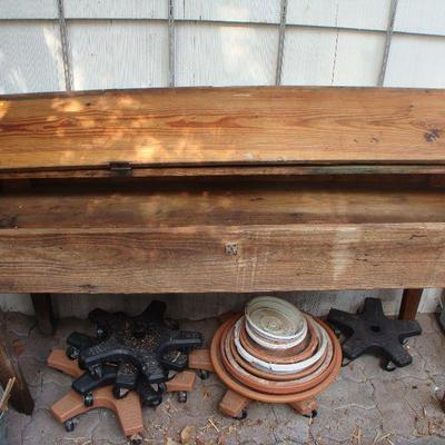 Vintage Wooden Tool Bench with Storage from back hills of North Carolina 