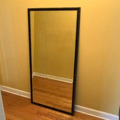 Beautiful Vintage 5'L x 2.6' W Beveled Mirror in  Black Wooden frame