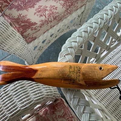 Signed Vintage Fish carving 