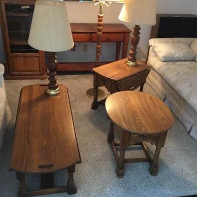 Three Tables, Lamps, and Rug Lot