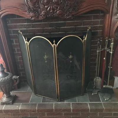 Brass Fireplace screen & tools