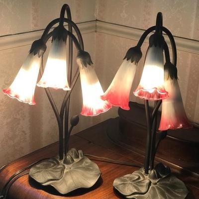 Pair of matching tulip lamps