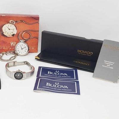 112: Pocket Swiss Watch, Anne Klein Watch, Custom Watch, Movado Watch Case and 2 Bulova Watch Owners Guides
Pocket Swiss Watch, Anne...