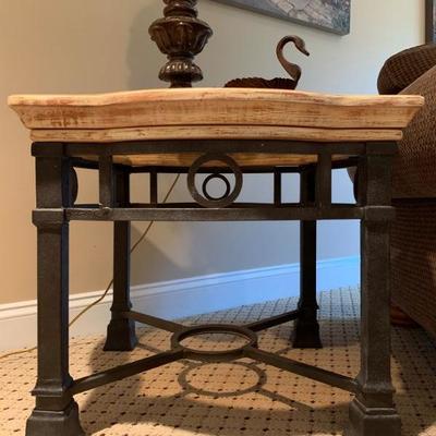 Wrought Iron Base End Table 