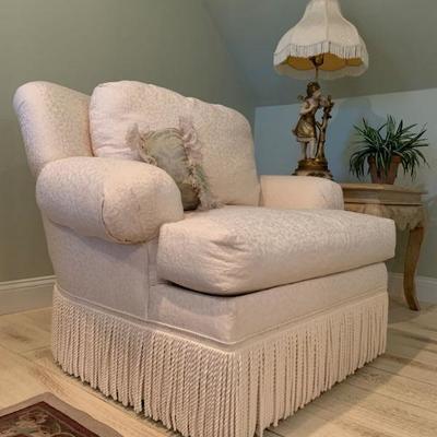 Rowe Furniture Fringe Accented Armchair and Ottoman 